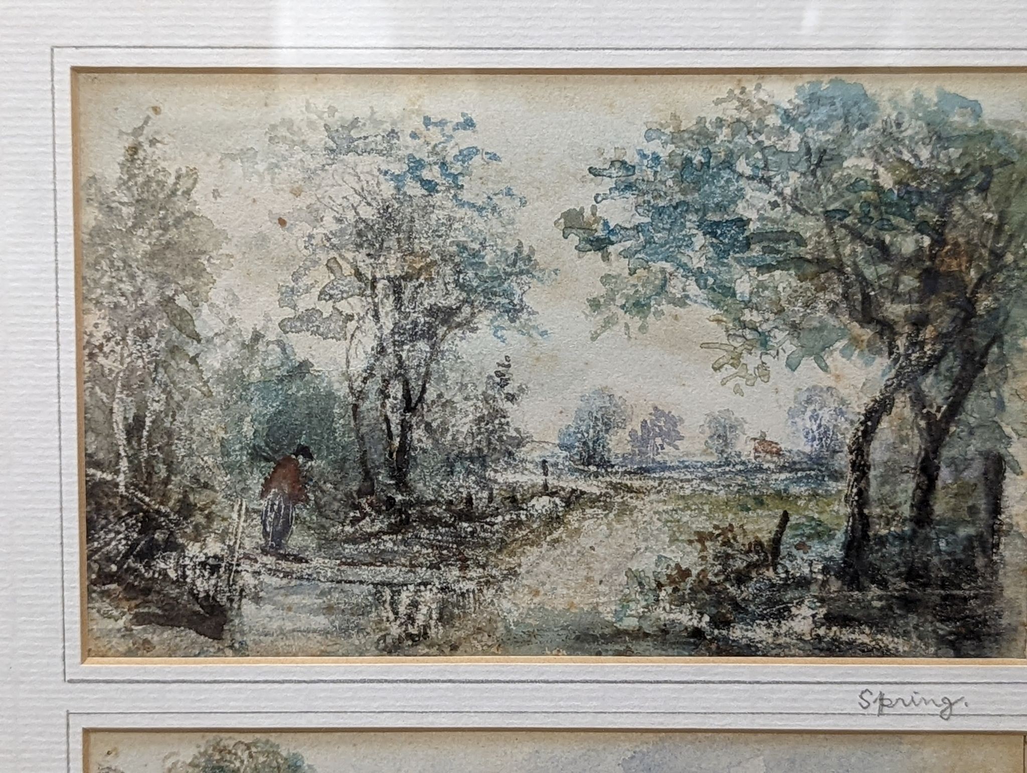 T. Webb, four watercolours, The Seasons in landscapes, each 11 x 18cm, framed as one